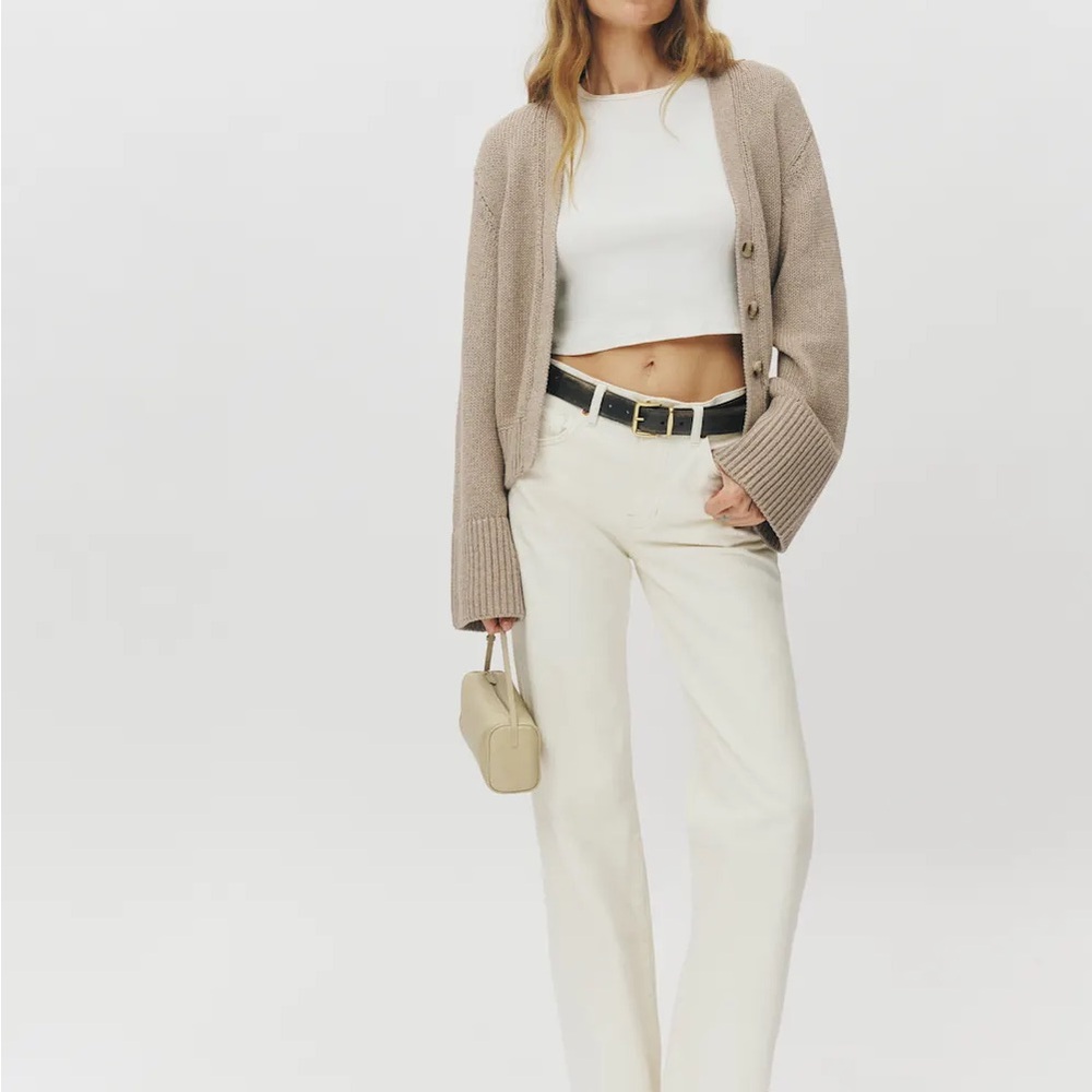 Reformation Val 90s Mid Rise Straight Jeans Ivory - Size 29 - Picture 2 of 6